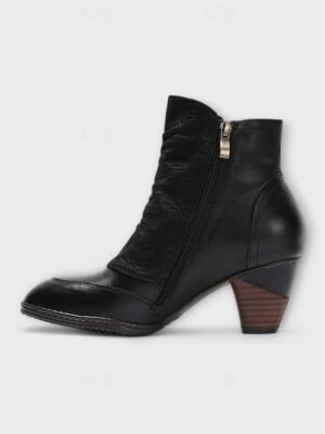 Vintage Red Floral Button Ankle Leather Boots - Image 23