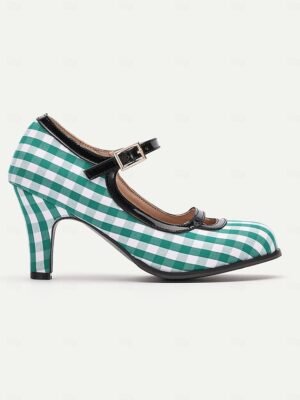 Vintage Retro Gingham Mary Jane High Heels - Image 10