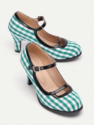 Vintage Retro Gingham Mary Jane High Heels - Image 3