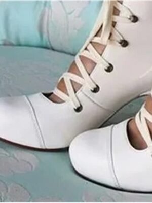 Vintage Victorian Lace-Up Mid-Heel Ankle Boots - Image 2