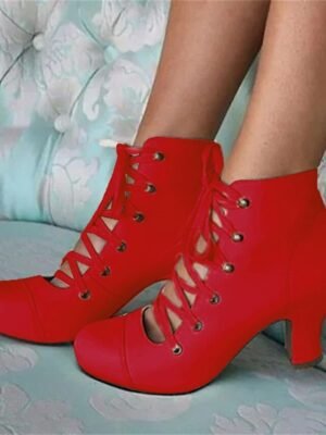 Vintage Victorian Lace-Up Mid-Heel Ankle Boots - Image 5