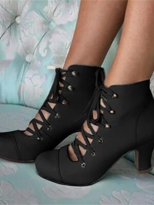 Vintage Victorian Lace-Up Mid-Heel Ankle Boots - Image 7