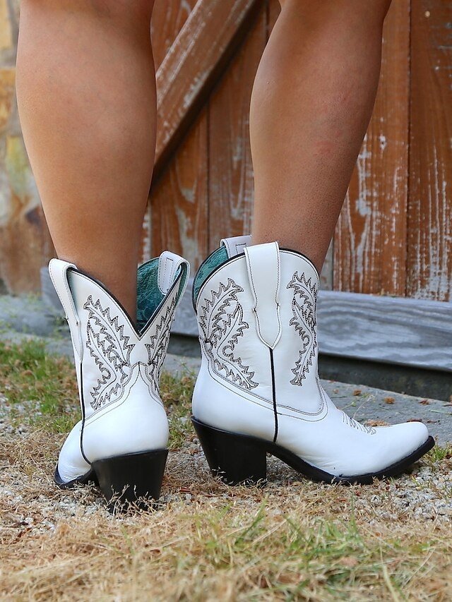 Vintage Western Embroidered Pointed Toe Cowboy Boots - Image 10