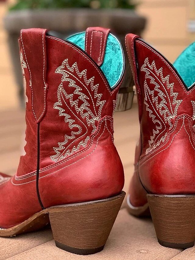 Vintage Western Embroidered Pointed Toe Cowboy Boots - Image 5