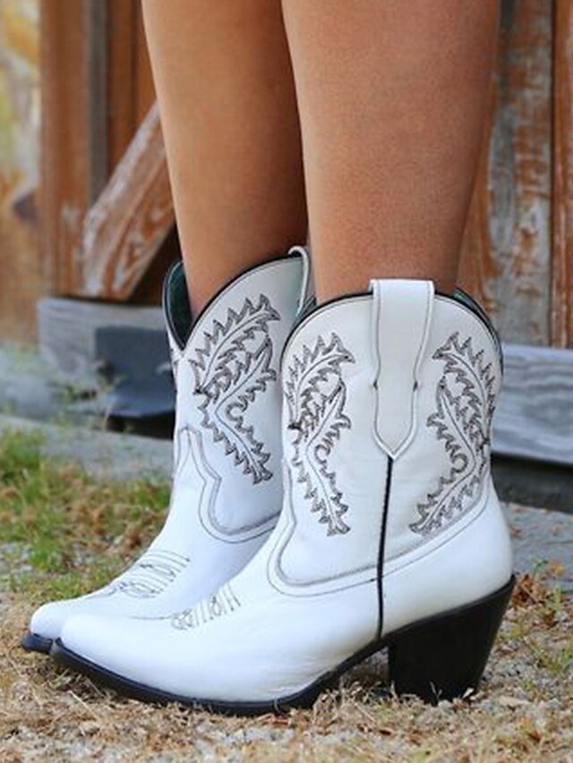 Vintage Western Embroidered Pointed Toe Cowboy Boots - Image 7