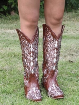 Vintage Western Embroidered Rhinestone Leather Cowboy Boots - Image 11