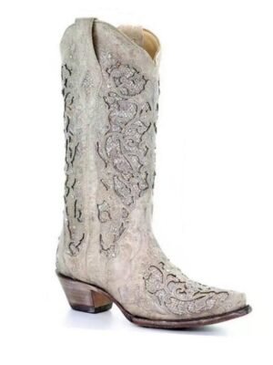 Vintage Western Embroidered Rhinestone Leather Cowboy Boots - Image 7