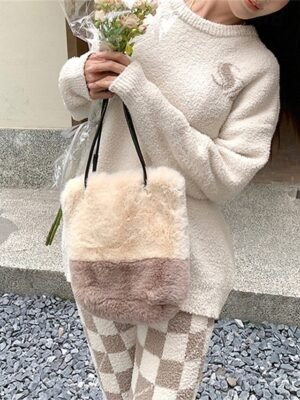 Warm Graphic Crew Neck Long Sleeve Fleece Loungewear Set - Image 5