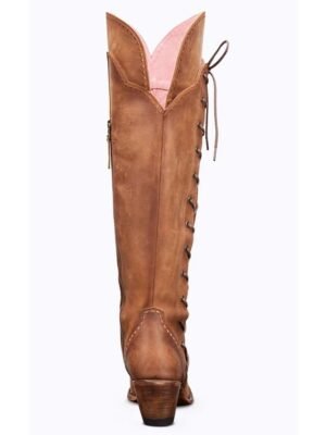 Western Over-the-Knee Embroidered Lace-Up Cowboy Boots - Image 6