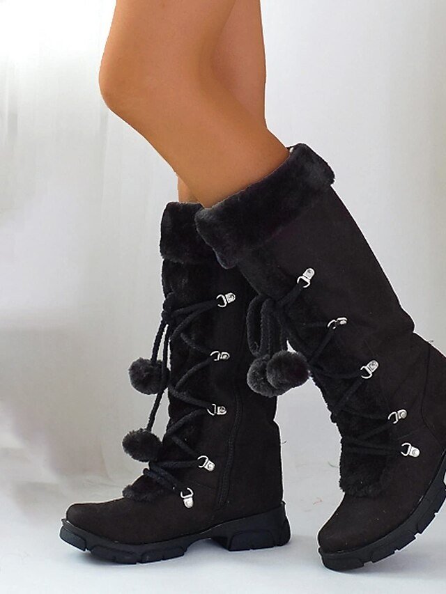 Winter Knee-High Faux Fur Pom-Pom Boots - Image 1