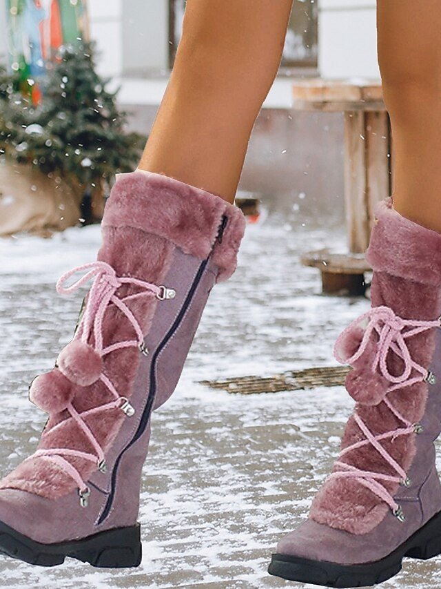 Winter Knee-High Faux Fur Pom-Pom Boots - Image 5