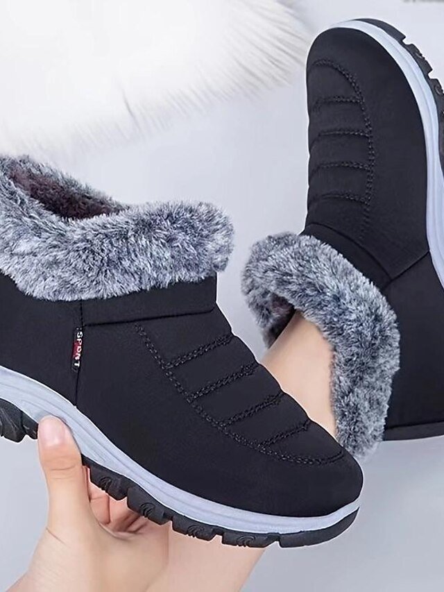 Winter Waterproof Faux Fur Lined Ankle Snow Boots - Image 1