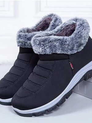 Winter Waterproof Faux Fur Lined Ankle Snow Boots - Image 2