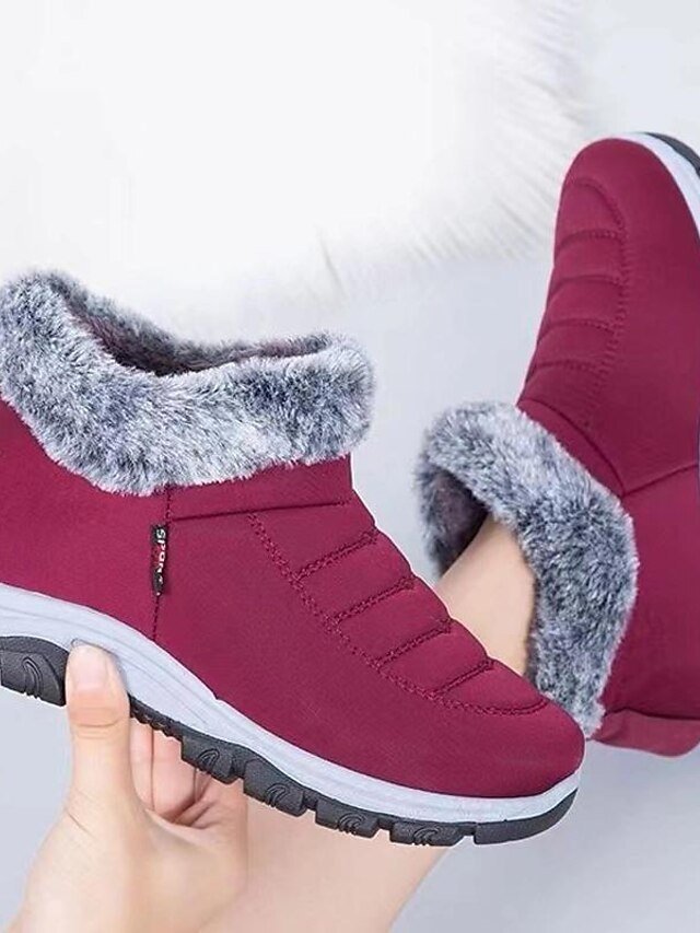 Winter Waterproof Faux Fur Lined Ankle Snow Boots - Image 3