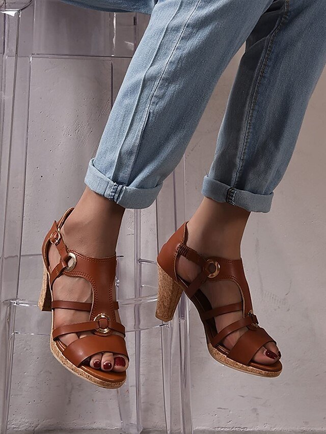 Women’s Strappy High Heel Sandals with Gold Ring Accents - Image 4