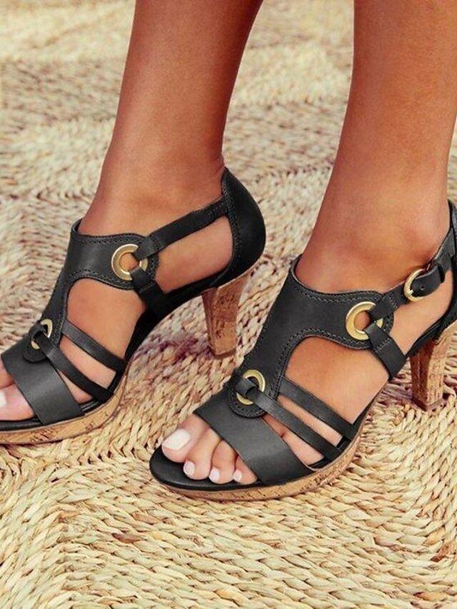 Women’s Strappy High Heel Sandals with Gold Ring Accents - Image 5