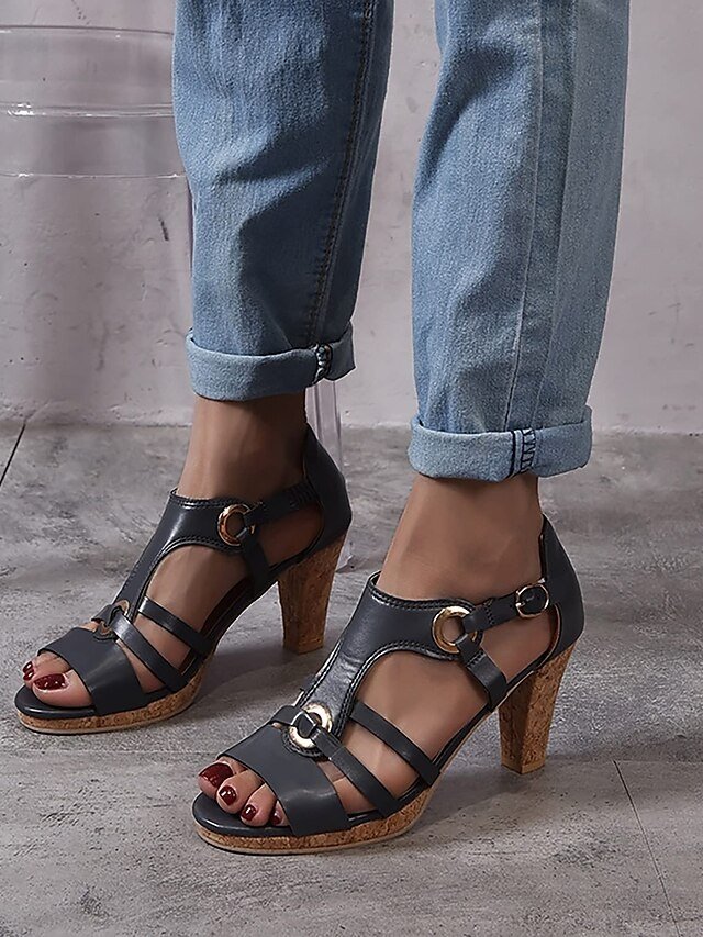 Women’s Strappy High Heel Sandals with Gold Ring Accents - Image 9